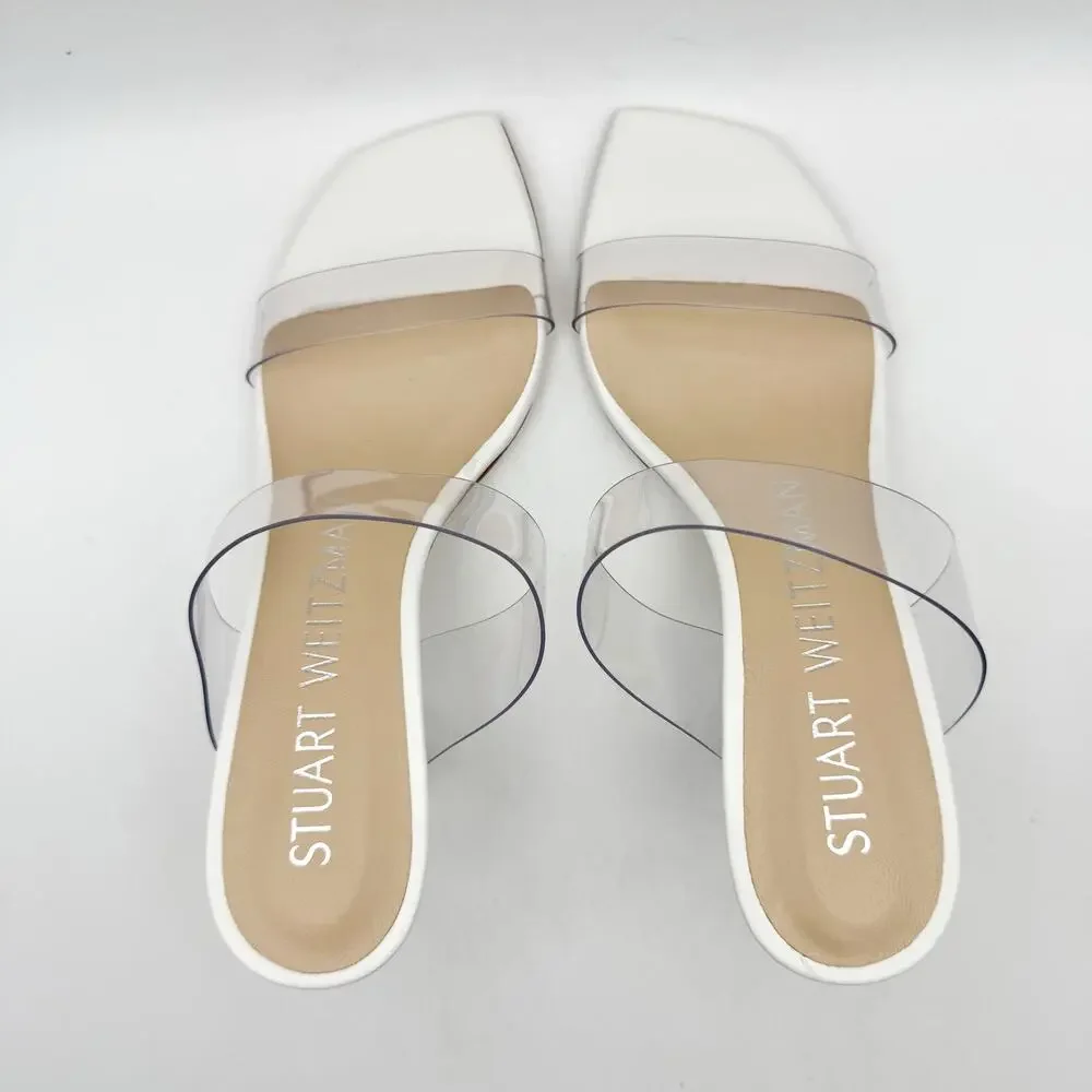 Stuart Weitzman Womens Kristal Clear Sandals US 5 EU 35.5 White Clear EUC